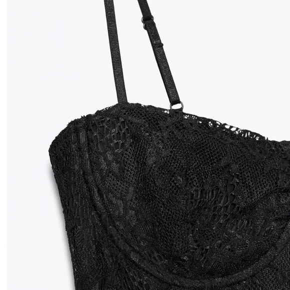 Zara NWT black underwire lace midi dress 5063/814 - Picture 4 of 14